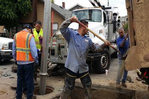 Work crew digging