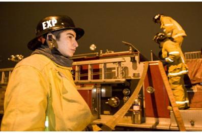 Firefighters on truck